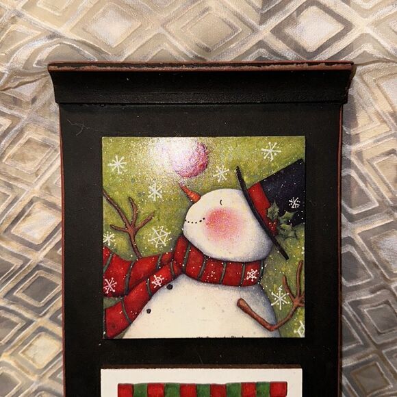 Vintage Christmas Holiday Snowman Bird Key Holder or Stocking Hanger - Picture 2 of 12